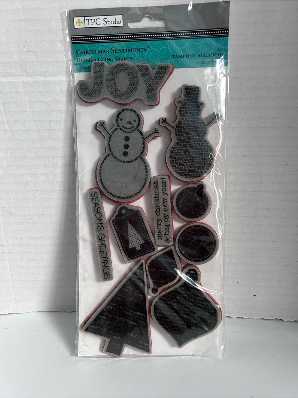 TPC Studio Christmas Sentiments Clear Rubber Cling Stamp Set 11 pcs